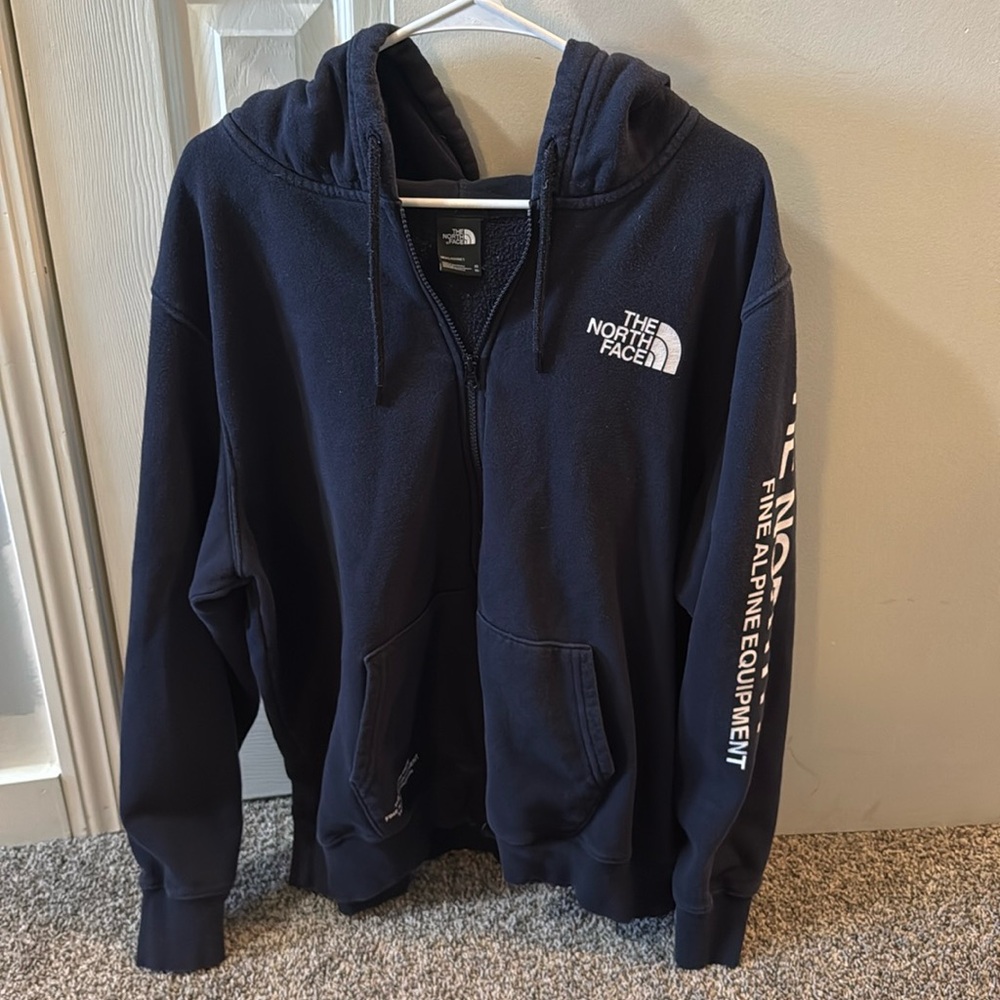 Mens North face dark blue hoodie